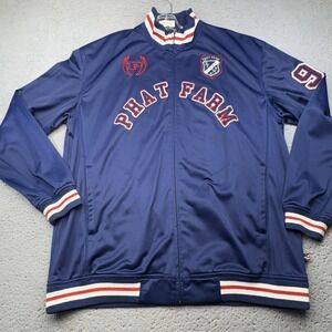 Phat Farm Jacket Mens Extra Large Blue Track Full Zip 92 Spell Out Logo Y2K BMF